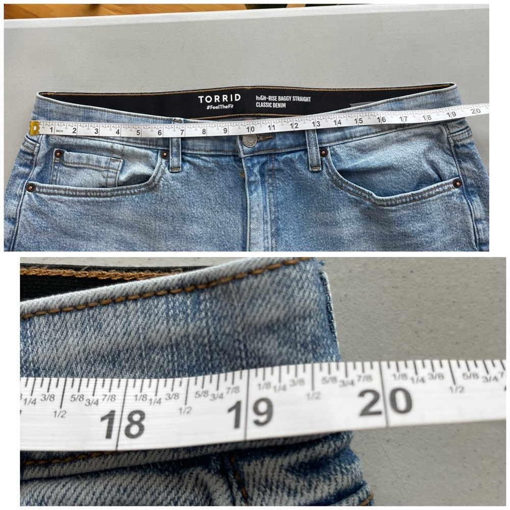Torrid High Rise Baggy Straight leg high rise denim jeans size 14 short modest - Picture 4 of 13